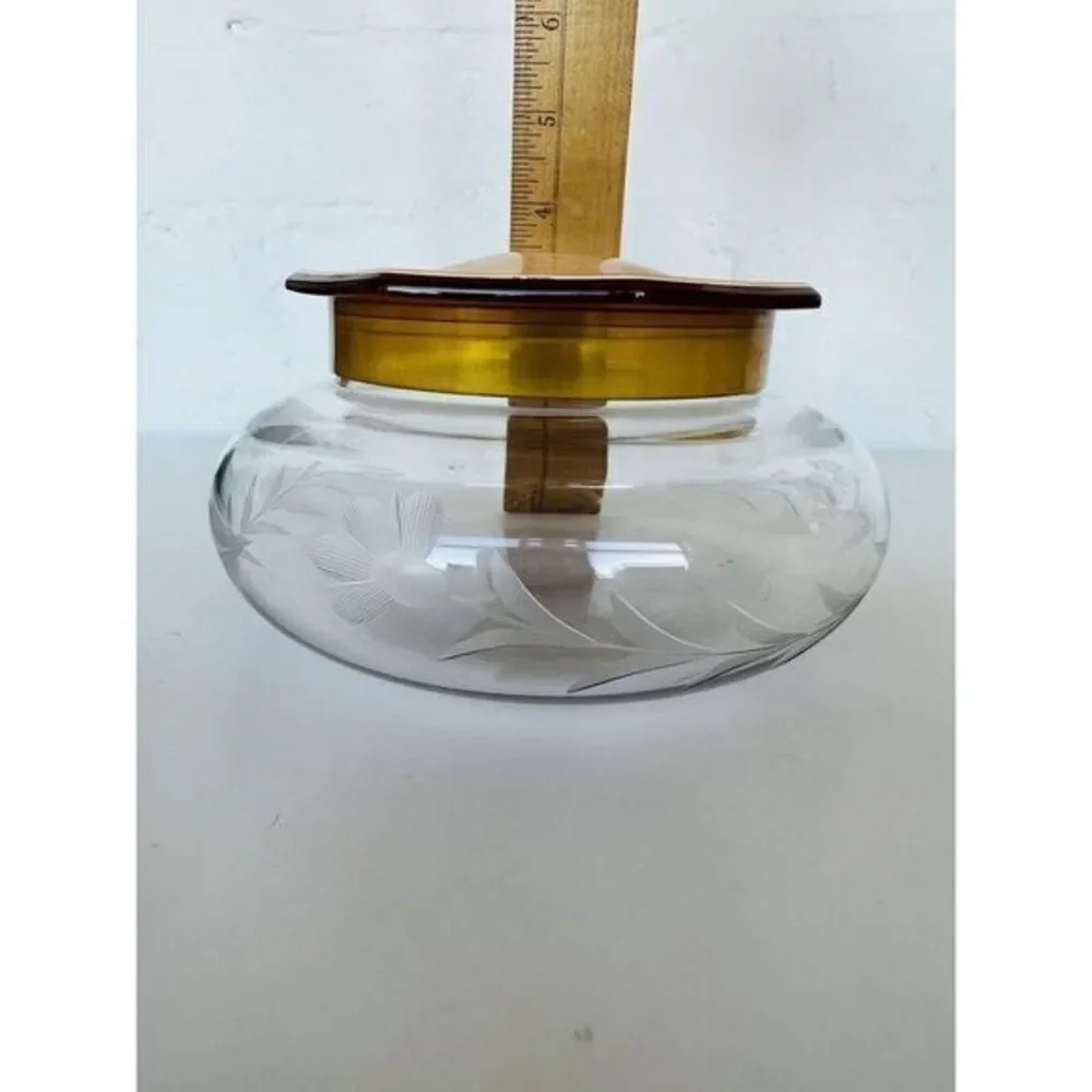 Vintage Art Deco Glass Powder Octagon Celluloid Lidded‎ Jar La Parisienne France